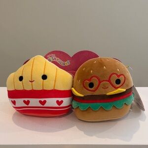 NWT 5” Carl the Cheeseburger & Floyd the French Fries Valentine Squishmallow Set